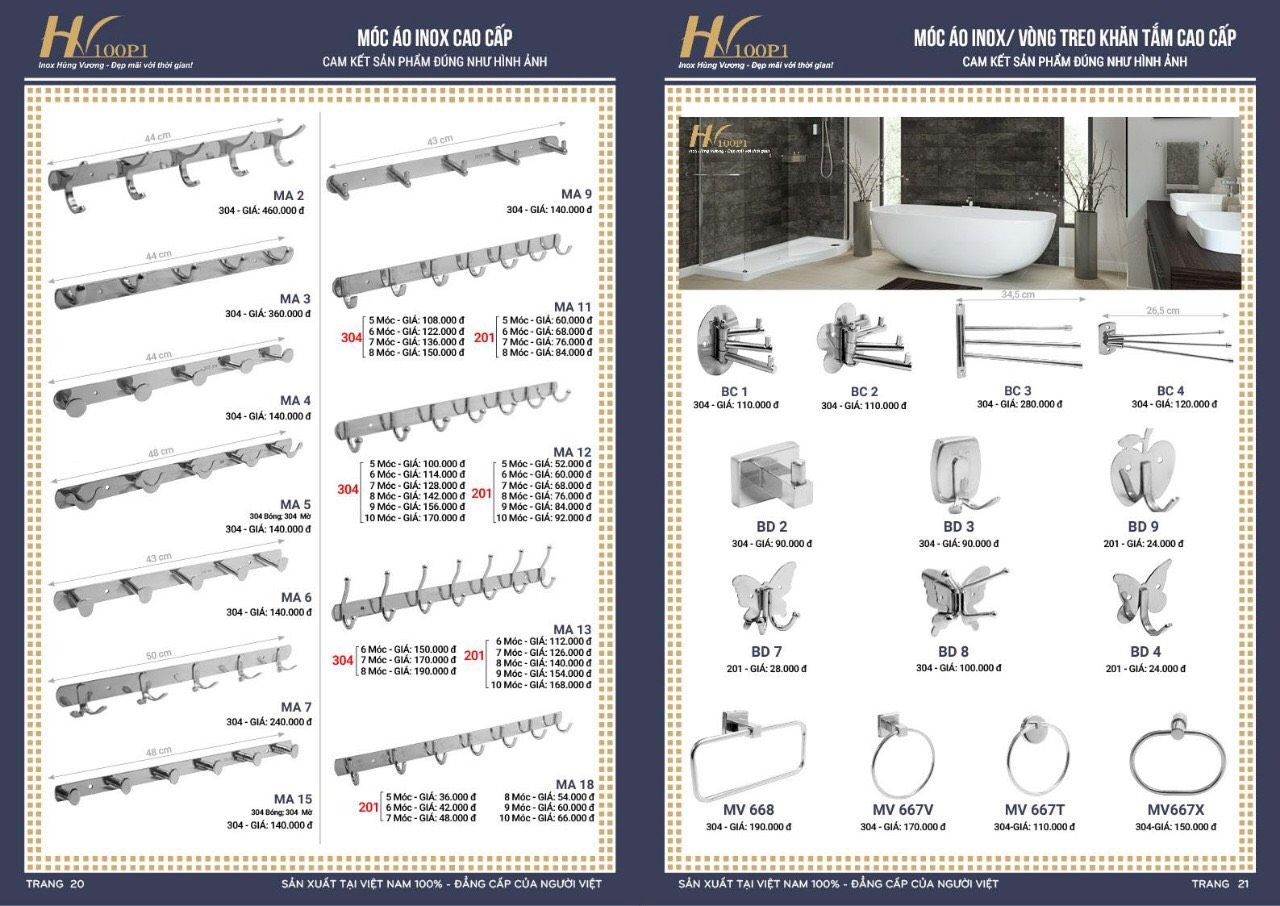 Phụ kiện phòng tắm Inox HÙNG VƯƠNG Catalogue và Bảng giá mới nhất /Page 10